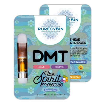 Authentic .5mL 300mg buy Purecybin DMT cartridge with gold accents and universal 510 thread