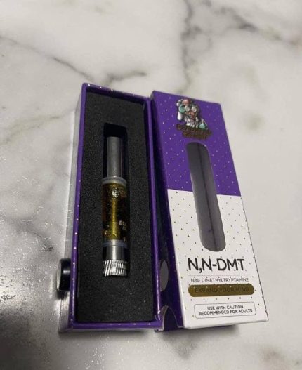 Deadhead Chemist laboratory sealed 1mL buy Deadhead DMT tank displaying amber N,N-DMT extract and gold ceramic hardware